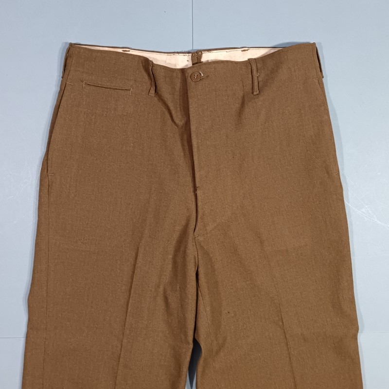 PANTALON US TROUPE MOUTARDE MODELE 1937 ETIQUETTE DATEE 1943 TAILLE W34-L35 UNIFORME GI TOUR DE TAILLE 100 cm